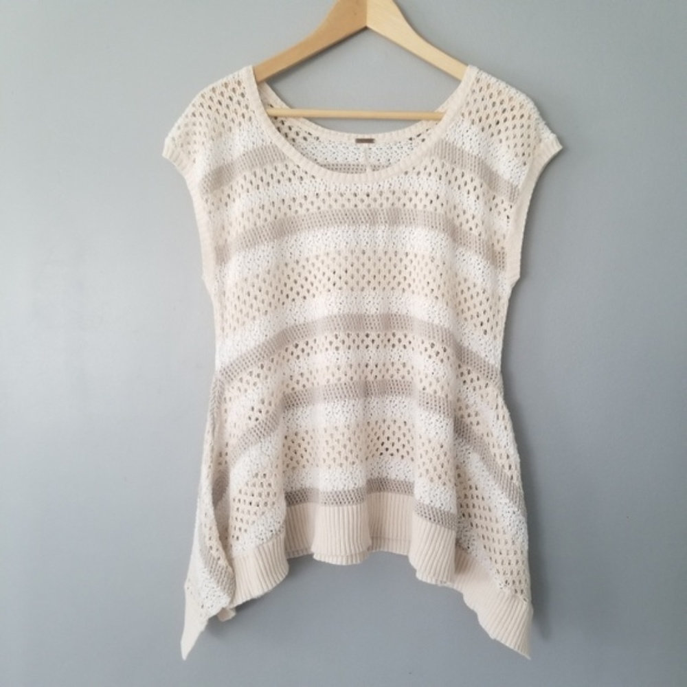 Free people Crochet Knit Peplum Sweater Vest